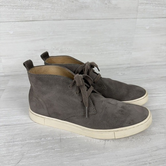 Frye Women's Gemma Chukka Suede Sneaker Boots Size 8 M Gray Leather Lace Up - Picture 1 of 13